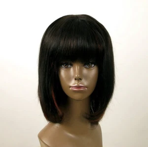 perruque afro 100% cheveux naturel mi long méchée noir/rouge ISA 01/1b410 - Picture 1 of 8