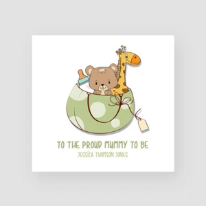 Personalised Handmade Baby Shower Card Gender Reveal Cute Animals Mum Mummy - Picture 1 of 6