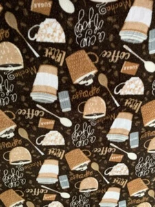 Handmade Brown Coffee Theme Fleece/Minky Blanket Throw - Picture 1 of 1
