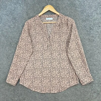 Blusa Top Grace & Co Mujer 8 Beige Lunares Manga Larga Cuello en V 35520 Foto 1 de 4