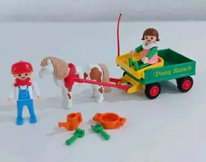 Playmobil 3713 Ponywagen Kinder Mit Pferd Und Anhänger Bauernhof - Bild 1 von 3
