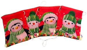  2 Snowman☃️ 2 penguin 🐧small draw string, christmas kids bags. Xmas eve, party - Picture 1 of 7