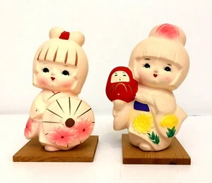 Vintage Set 2 Puppen von Kawasaki? Hakata? Keramik Puppe Figur Made in Japan - Bild 1 von 12