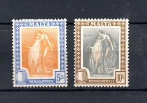 Malta 1922 old 5/10 Shilling Victoria stamps (Michel 94/95) nice unused/MLH - Picture 1 of 2
