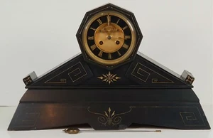 HORLOGE DE CHEMINÉE. MARBRE COULEUR NOIR. STYLE NAPOLÉON III. FRANCE. XIX SIÈCLE - Picture 1 of 1