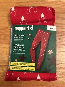 Holiday Girls Legging Size 6-8Y Red White Reindeer Knitted Stretchy Pepperts New - Picture 1 of 5