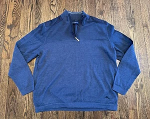 TOMMY BAHAMA Mens Navy Blue 1/4 Zip Pullover Lightweight Sweatshirt Size XL - Picture 1 of 3