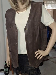 First Classics Destressed Dark Brown Leather Vest, Size XXL Pre-owned Nice Vest - Picture 1 of 14