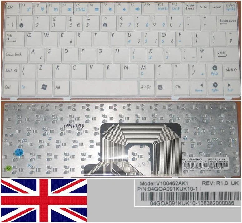 Keyboard qwerty UK ASUS Eeepc Eee PC 900HA 900 Ha V100462AK1 04GOA09KUK10-1 - Image 1 of 1