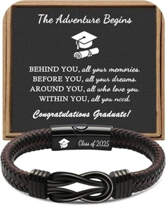 Graduation Gifts for Him Class of 2025 High School College Leather Bracelets Gra - Picture 1 of 5