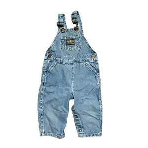 Vintage Oshkosh B’Gosh Denim Overalls Baby 12 Months Made In USA Snap Button - Picture 1 of 6