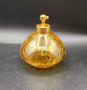 Vintage mundgeblasenes gelbes Crackle Glas Parfüm Flakon - Bild 1 von 4
