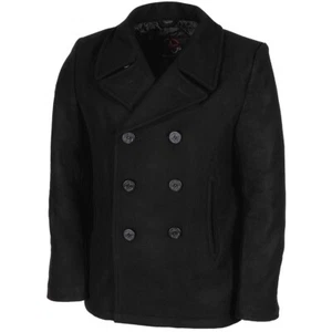 US Navy Black Peacoat Deck Jacket Wool Coat - Picture 1 of 2