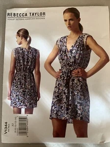 V1344 Vogue Rebecca Taylor Diseñador Vestido Patrón Falsas Talla 6 8 10 12 14 Sin cortar - Imagen 1 de 2