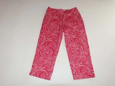 Pantalones capri Talbots para mujer estampado cachemir cremallera lateral talla 6 rosa blanco algodón Foto 1 de 4
