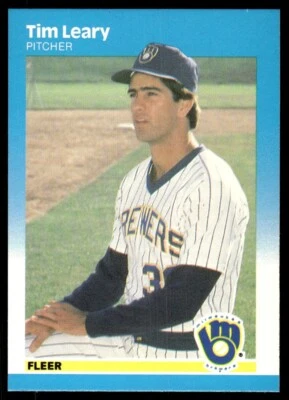 1987 Fleer Baseball Card Tim Leary Milwaukee Brewers #348 - Image 1 of 2