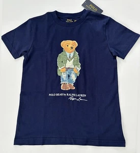 NWT, Boys POLO RALPH LAUREN Navy Short Sleeved Polo Bear T-Shirt. Size 5. Eu 110 - Picture 1 of 1