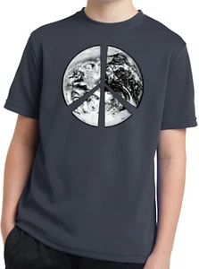 Buy Cool Shirts Kids Peace T-shirt Earth Satellite Symbol Youth Dry Wicking Tee - Picture 1 of 14