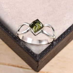 Natural Moldavite Rough Ring Raw Moldavite Ring Moldavite Meteorite Gift For Her - Picture 1 of 4