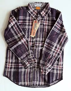 Olde School Boys Reversible Button-Up Plaid Pattern Flannel Shirt Size Small 6/7 - Picture 1 of 3