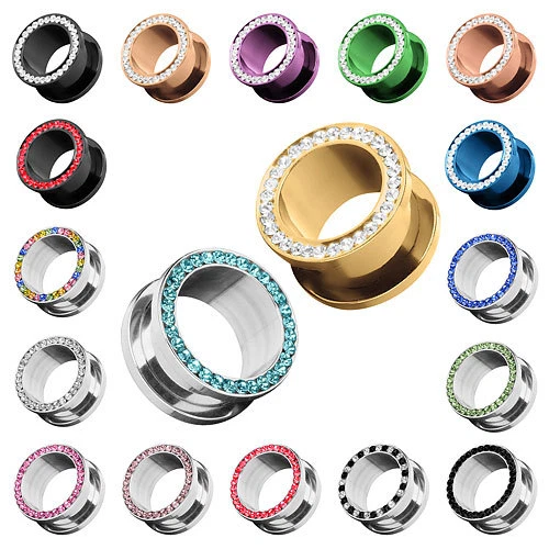 Flesh Ohr Tunnel Schraub Plug Piercing Zirkonia Kristall Screw Fit Ohrstecker - Bild 1 von 1