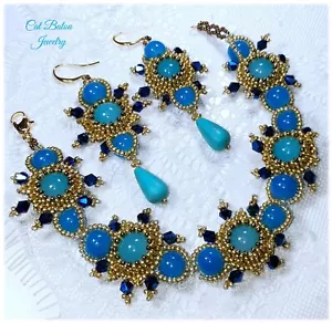 Schmuckset Perlen Ohrringe Armband Türkis Blau Perlenohrringe CatBalouJewelry - Bild 1 von 17