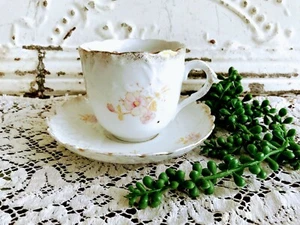 Vintage German Porcelain Shaving Mug Cup Saucer Pink Floral - Picture 1 of 10