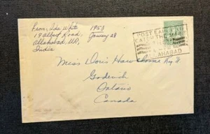 1953 Allahabad India Cover to Goderich Ontario Canada Slogan Cancel - Picture 1 of 2