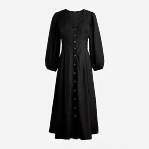 J Crew Women’s Sz 24 Puff Sleeve Stretch Viscose Blend Button-Front Midi Dress - Picture 1 of 9