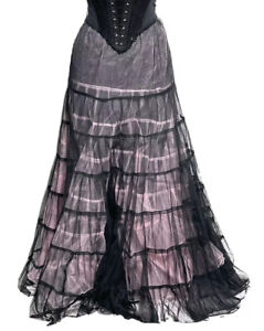 Raven Black/pink Rara Long Skirt In U.K.to Fit Size 10 To 14 / Waist 26”/32”