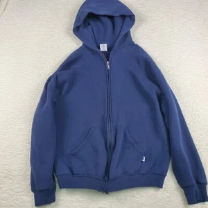 Vintage Russell Mens Athletic Hoodie Navy Made in Mexico Medium Blank Blue Baggy - Picture 1 of 7
