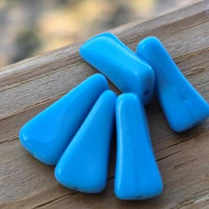 Robins Egg Blue Vintage Pressed Wedge Glass Beads - Picture 1 of 2