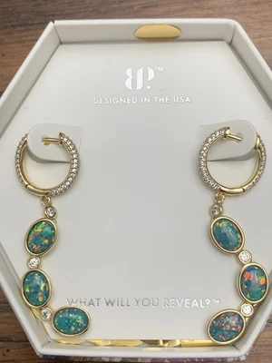 Pendientes Bomb Party ER33002 RARO UNICORNIO Oct 2025 Teal Ópalo de Fuego en Chapado en Oro Foto 1 de 4