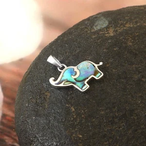 Colgante Elefante Plata - Incrustación de Abulón - Collar Colgante con Dije de Animales Boho - Imagen 1 de 3