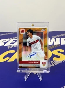 Wataru Endo 2020-21 Topps Chrome Bundesliga Soccer Rookie RC Orange Auto /25 SSP - Picture 1 of 2