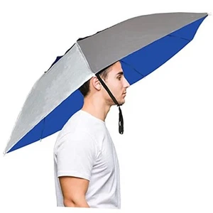 Fishing Umbrella Hats Gardening Folding Umbrella Hat HeadwearSun Rain Cap - Picture 1 of 8