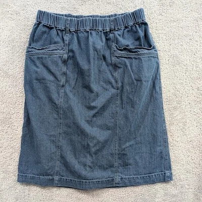 Falda St Johns Bay Maxi Azul Denim Cintura Elástica Bolsillo Plus PXXL Pequeña Foto 1 de 4