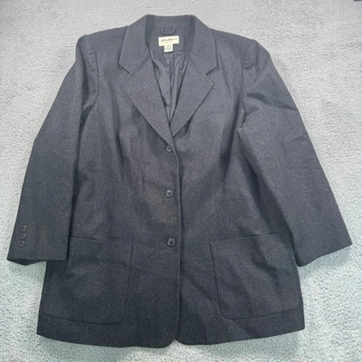 Chaqueta Blazer Eddie Bauer Mujer 3X Gris Mezcla Lana Botón Frontal Trabajo Oficina Foto 1 de 4