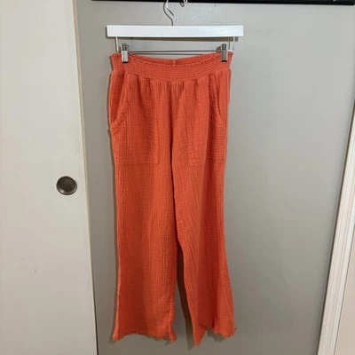 Pantalones de playa de algodón de moda naranja coral talla XS para mujer Foto 1 de 4
