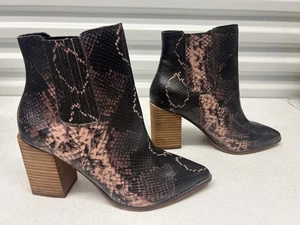 Steve Madden Acton Marrón Estampado de Serpiente Tacón Bloque Botines Talla 9 Para Mujer’s - Imagen 1 de 12