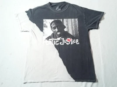 Camisa Tupac Shakur Justicia Poética Gris Manga Corta Gráfica Camiseta Pequeña Foto 1 de 4