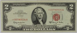 1963 A $2 Dollar Bill Red Seal STAR Note VF/XF - Picture 1 of 2