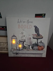 Halloween Lighted Canvas Picture "We've Been BOOED" Candles light Up & Flicker - Picture 1 of 5