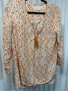 Magnolia Grace Pearl Hi Lo Paisley 3/4 Sleeve Stretch Tunic Top - Women's Sz M - Picture 1 of 6