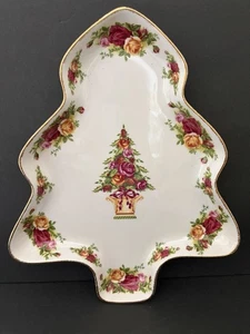 Vintage Royal Albert Weihnachtsbaum Form Platte Old Country Roses 13,25" 1962 - Bild 1 von 5