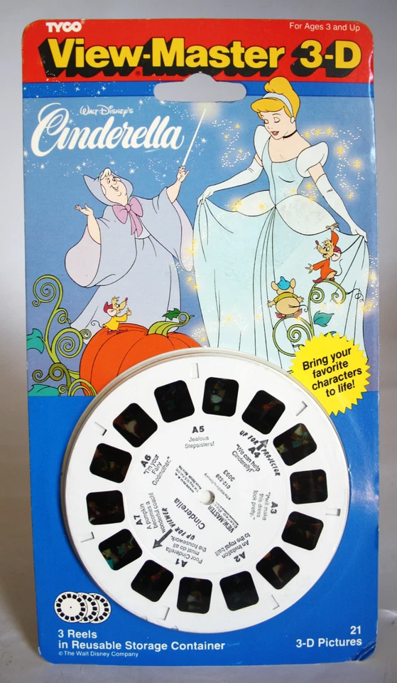View Master 3d Vtg 1996 TYCO UK - Disney Cinderella 3 X Reels MOSC