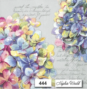 (444) DOS servilletas artesanales artísticas decoupage para almuerzo de papel - flores de hortensia - Imagen 1 de 3