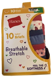 Girls Hanes tagless breathable stretch briefs size 10-12 large **NEW** - Picture 1 of 4