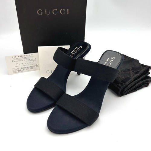 Sandales à talons hauts GUCCI mules escarpins chaussures femme pointure EU 34 1/2 cuir noir