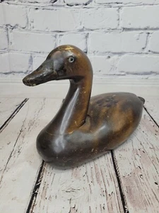 Goose/Duck Decoy Glass Eyes Solid Wood 1ft Vintage - Picture 1 of 7
